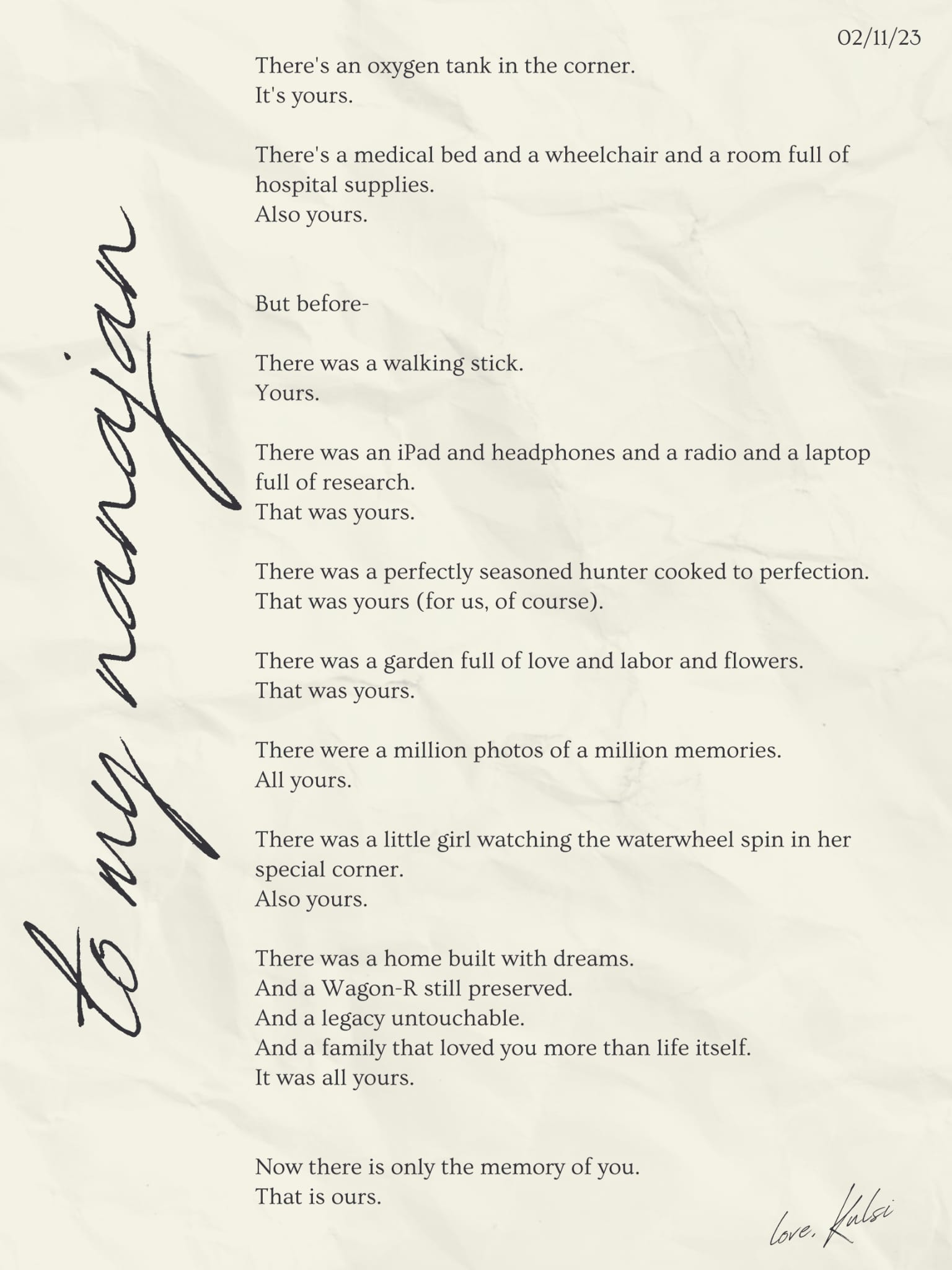 A poem for AbbuNana by Kulsoom Ahmad